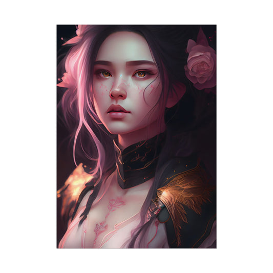 Soft Focus Portrait: Astonishing Female with Pink Hair in a Dre - Poster