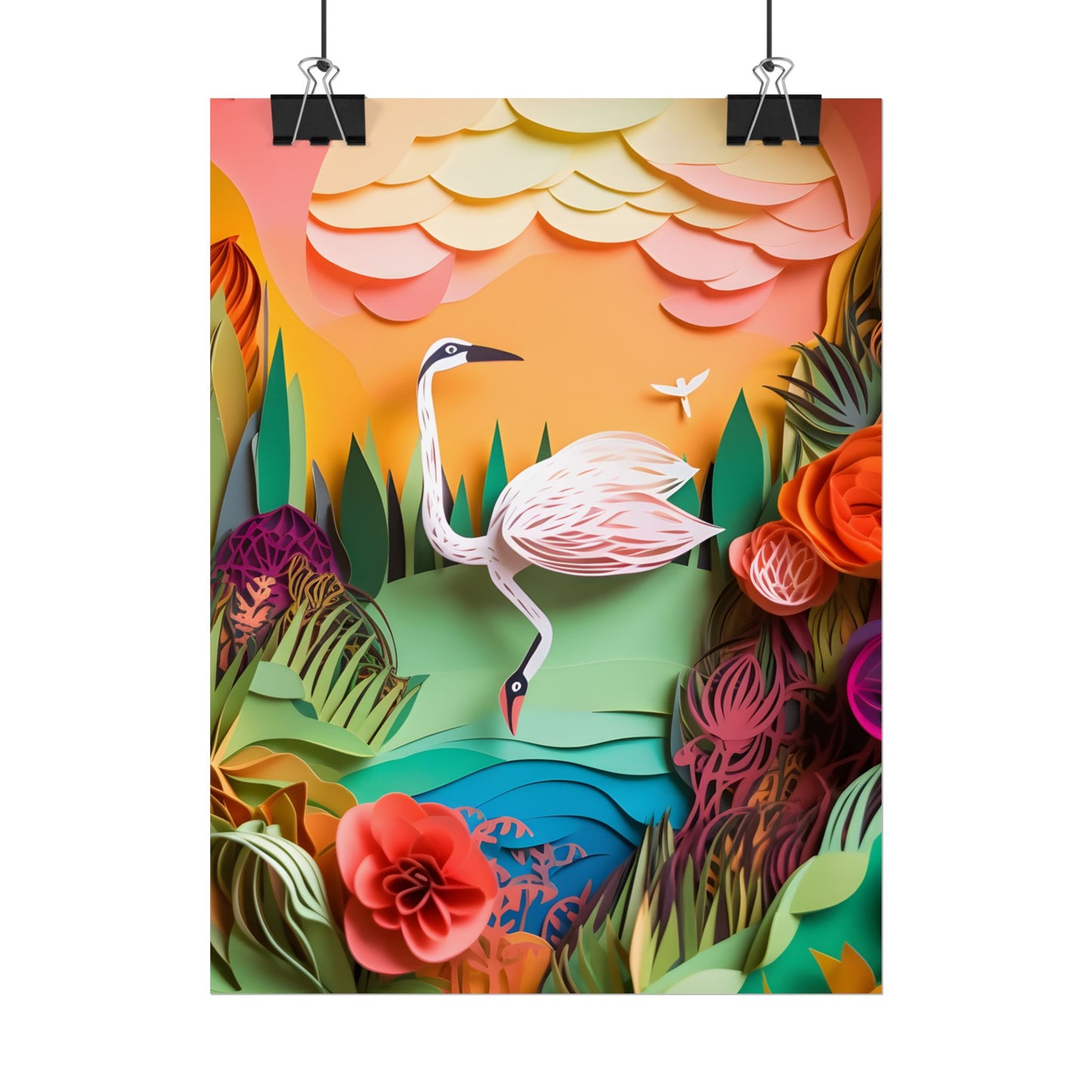 Peaceful Island Landscape: Paper Quilling Water Scene Art - Poster