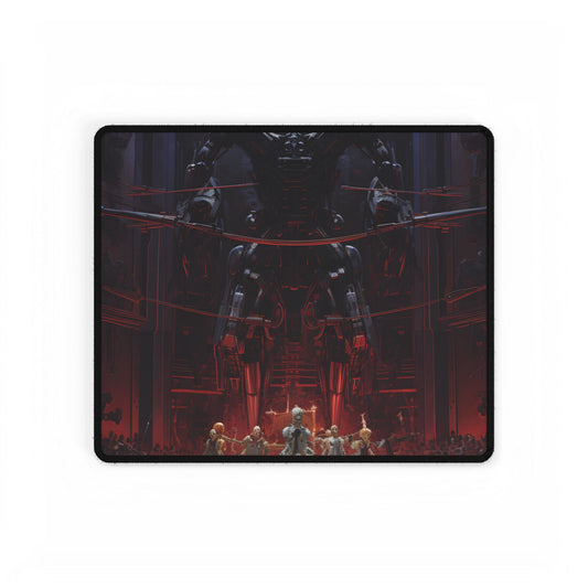 Robot Orchestra: Modern Concert Hall Scene Art - Desk Mat