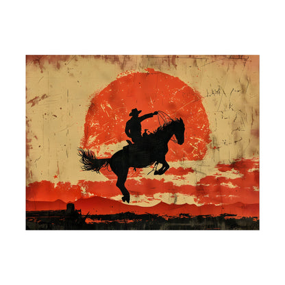 Vintage Rodeo Cowboy: Classic Bucking Bronco Art - Poster