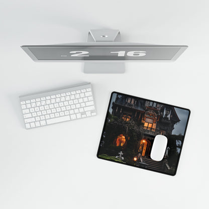 Spooky Victorian Mansion: Atmospheric Haunted Artwork - Desk Mat