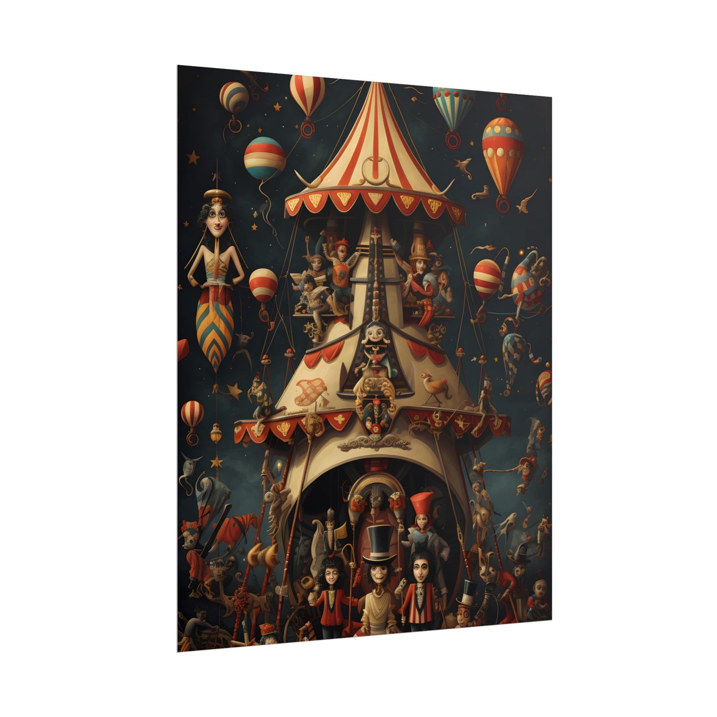 Whimsical Clockwork Circus: Fantastical Artwork in Vibrant Colors - Poster