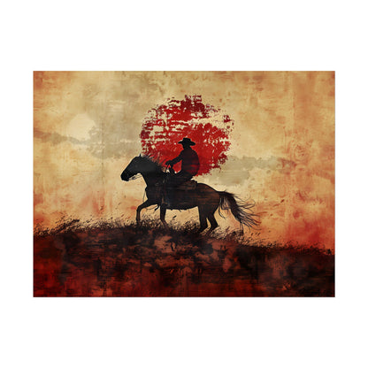 Dynamic Rodeo Scene: Earthy Tones of a Thrilling Ride - Poster