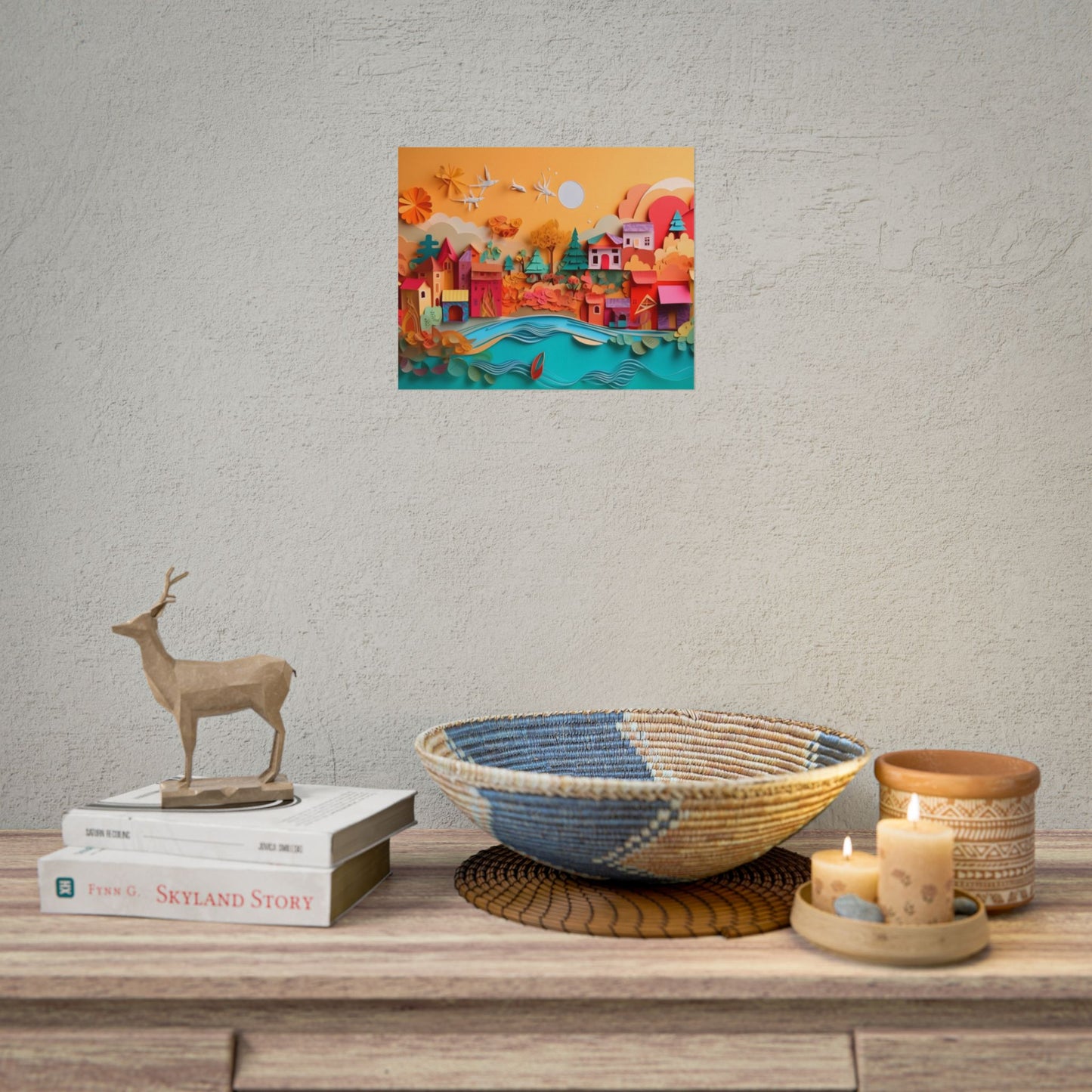 Epic Sunset Beach: Magical Paper Quilling Artwork - Poster