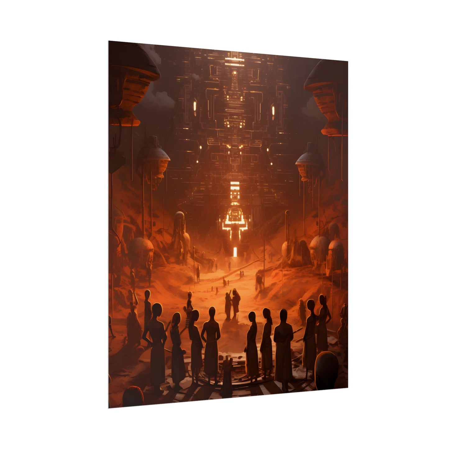 Vibrant Futuristic Tribal Gathering: Digital Art - Poster
