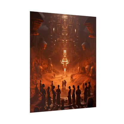 Vibrant Futuristic Tribal Gathering: Digital Art - Poster