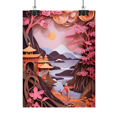 Japanese Vibrance: Eye-Catching Paper Quilled Landscape Art - Poster