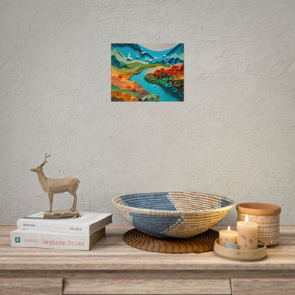 Magical Beach Paradise: Peaceful Paper Quilling Art - Poster