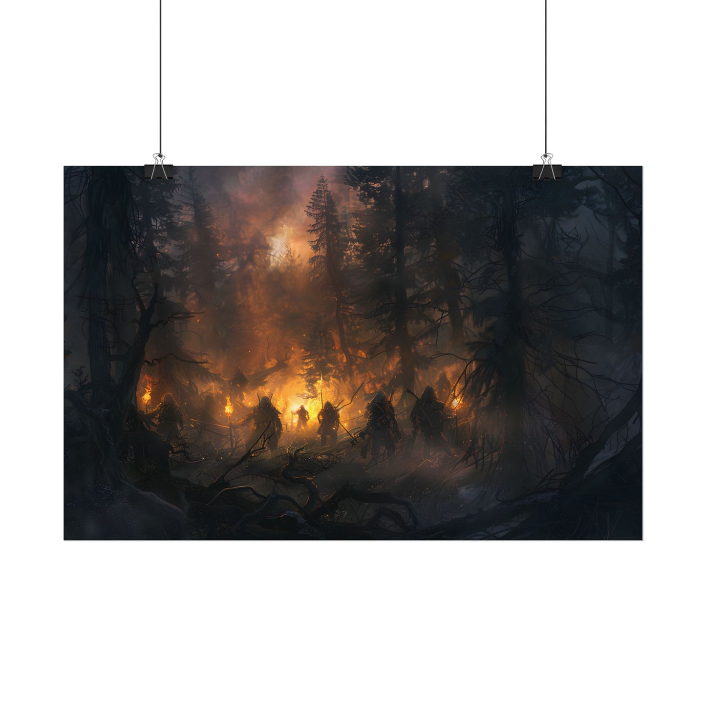 Tranquil Forest Sunset: People Connecting with Nature - Poster