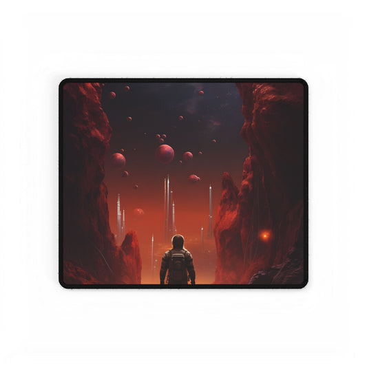 Futuristic Wilderness Explorer: Sci-Fi Space Adventure Art - Desk Mat