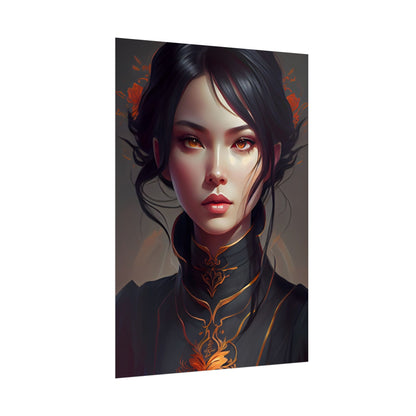 Realistic Female Portrait in Elegant Dress - Poster