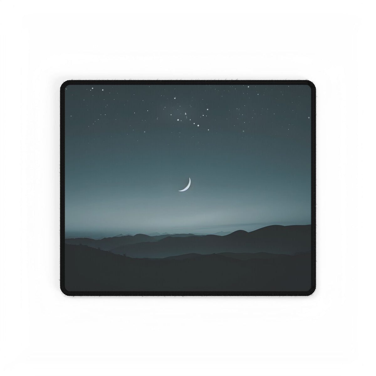 Minimalist Night Scene: Blue-Gray Sky Digital Art - Desk Mat