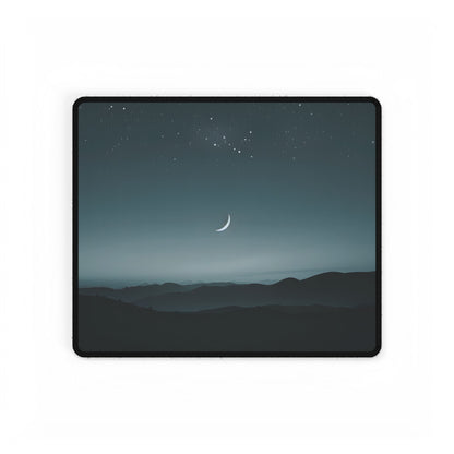 Minimalist Night Scene: Blue-Gray Sky Digital Art - Desk Mat
