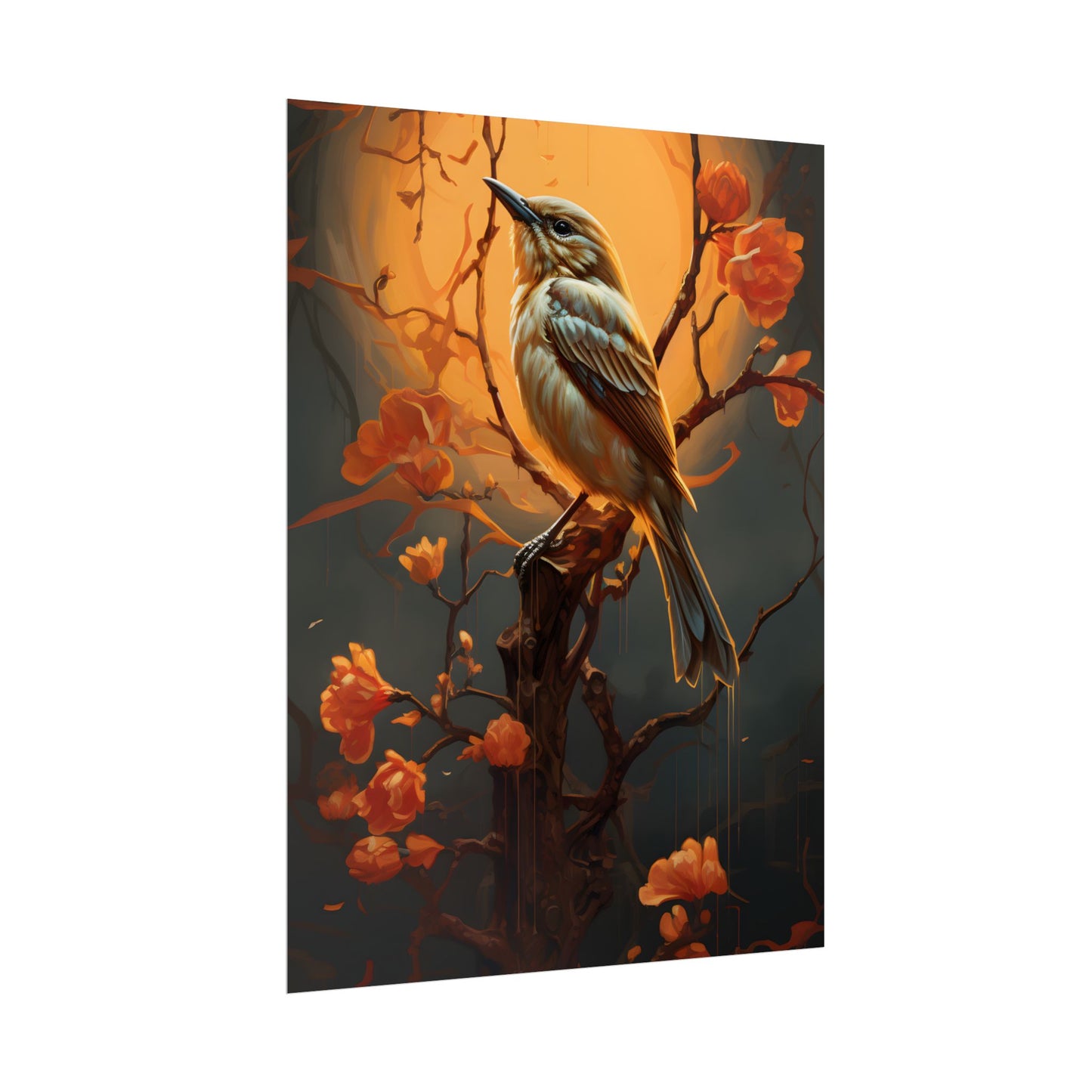 Enigmatic Songbird Guardian: Urban Artwork - Poster