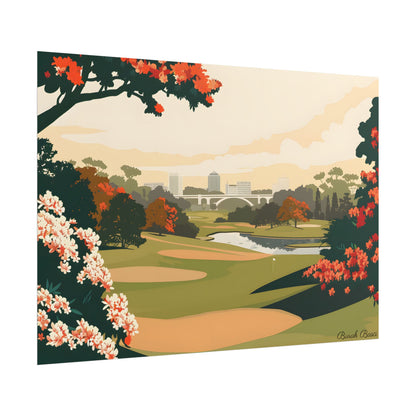 Retro Golf Illustration: Classic Course Art - Poster