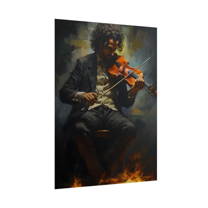 Mysterious Musician Portrait: Digital Artwork - Poster