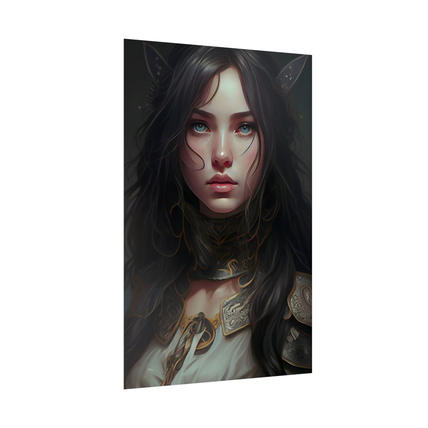 Vibrant Red Portrait: Dynamic Female Artwork - Poster