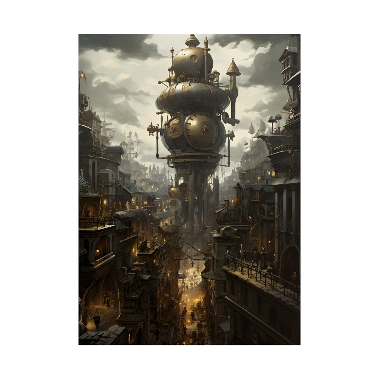 Vibrant Steampunk City: A World of Wonder - Poster