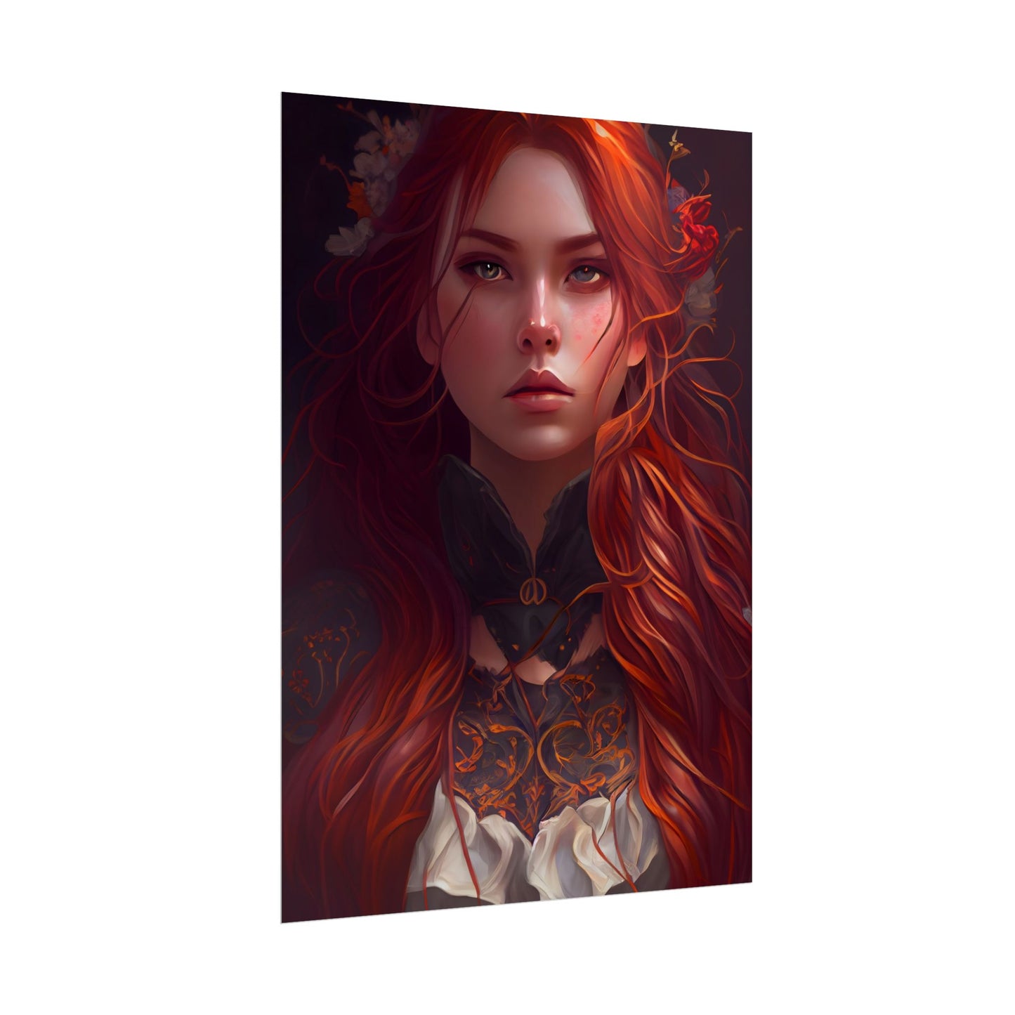 Redhead Female Portrait in a Dress - Poster