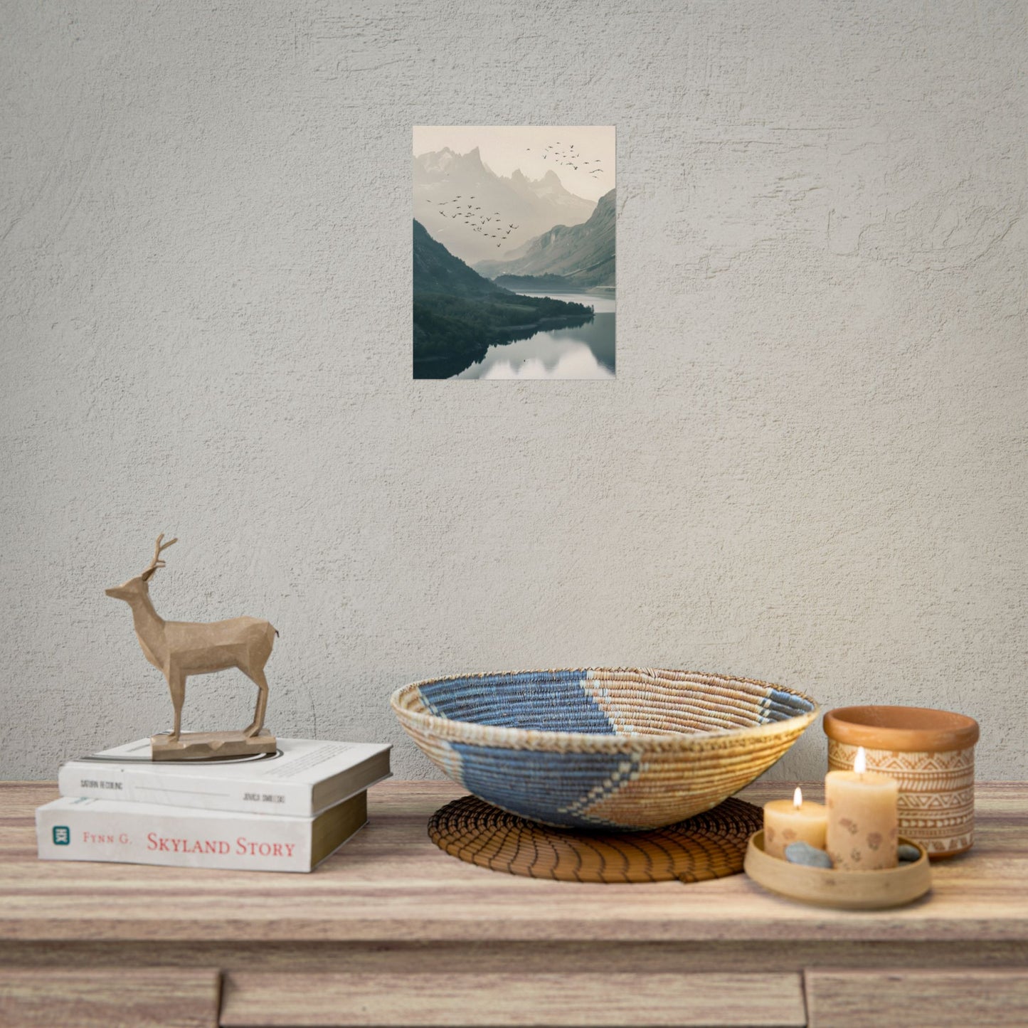 Serene Mountain Lake: A Peaceful Nature Artwork - Poster