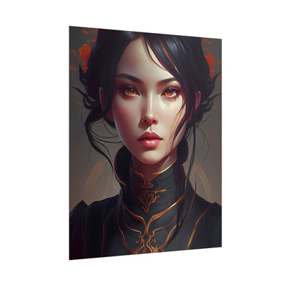 Realistic Female Portrait in Elegant Dress - Poster