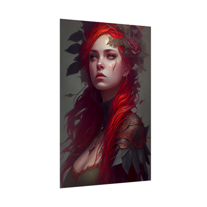 Intimate Red Hair Portrait: Artistic Female Figure in Black Dress - Poster