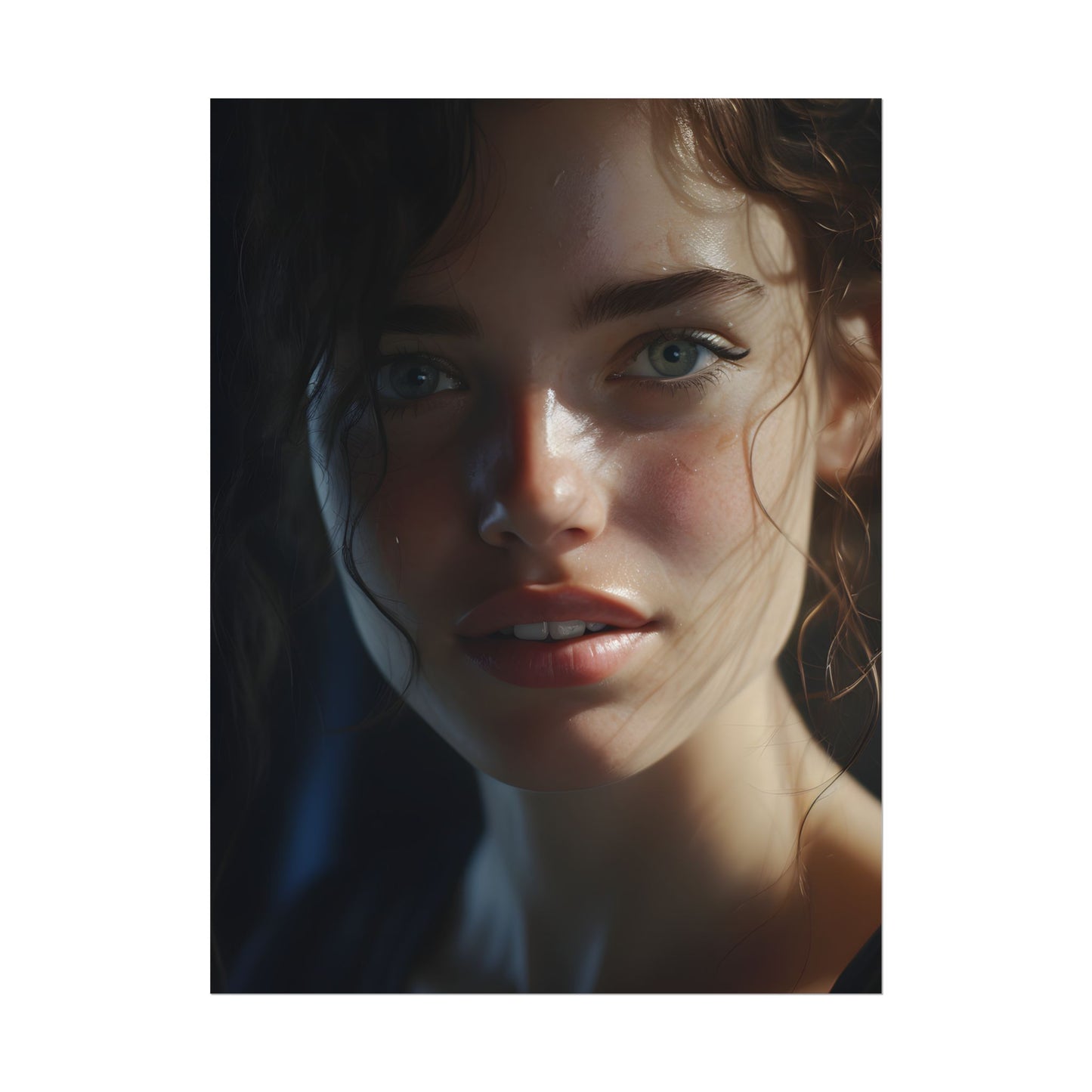Smiling Portrait of a Woman: Close-Up Art - Poster