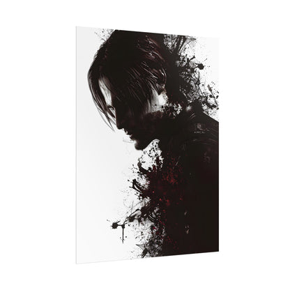 Emerging from Darkness: Blood-Splattered Figure Digital Art - Poster