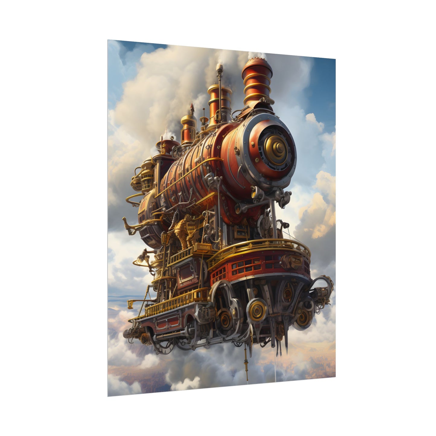 Steampunk Sky-Liner Thrill: Dynamic Race Artwork - Poster