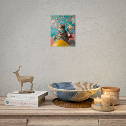 Whimsical Cat with Bow Tie: Mysterious Feline Artwork - Poster