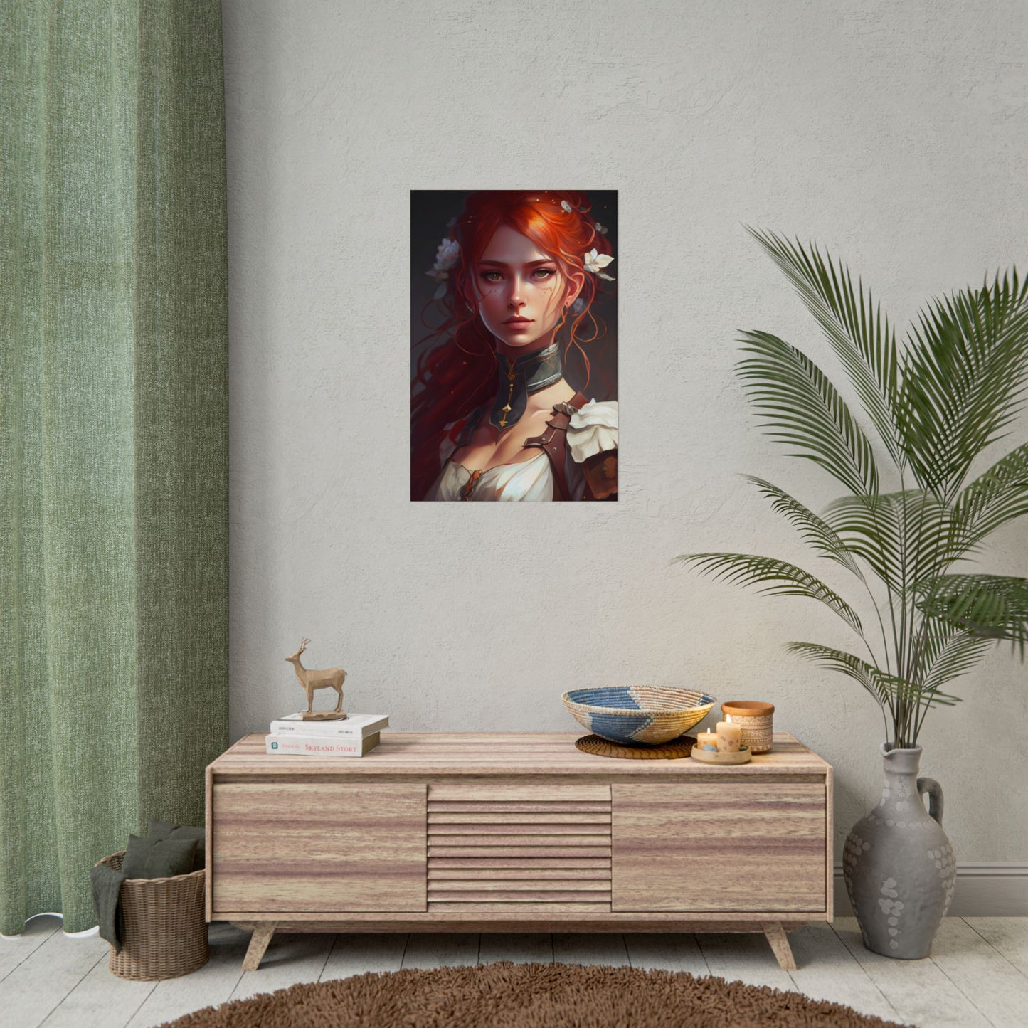 Redheaded Beauty: Formal Portrait in Dark Dress - Poster