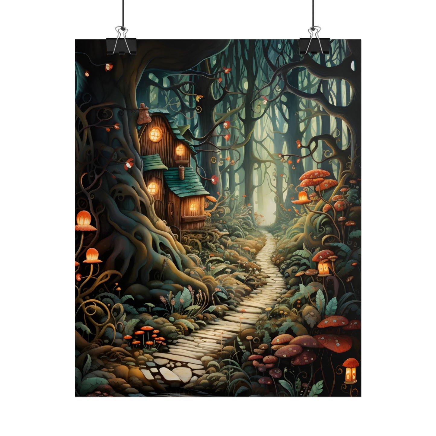 Whimsical Cartoon Forest Scene - Poster