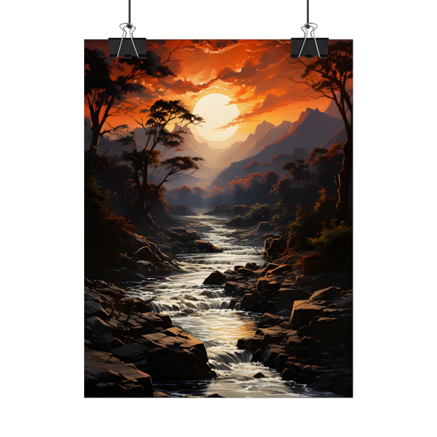Breathtaking Waterfall: Impressionist Oil Painting in Serene Atmosphere - Poster