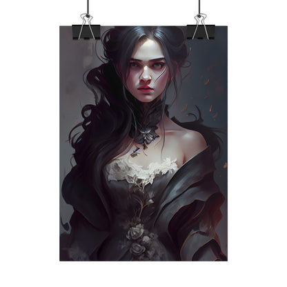 Black Haired Female Portrait: Elegant Outdoor Beauty - Poster