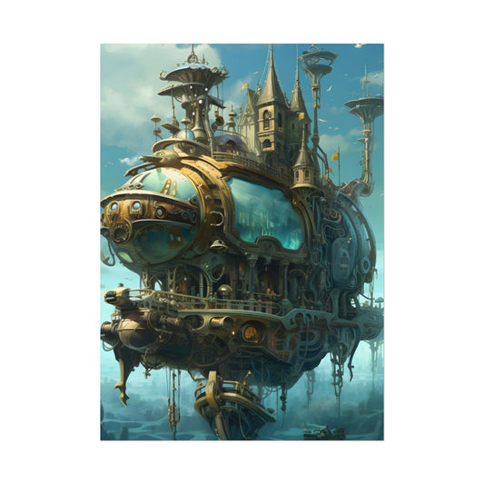 Steampunk Oceanic Adventure: A Crew's Journey Through Mechanical Tides - Poster