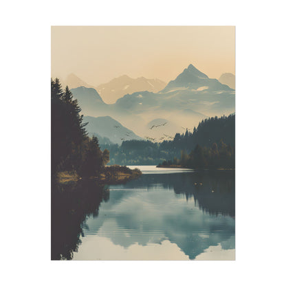 Serene Mountain Lake Aerial: Birds Eye View Artwork - Poster