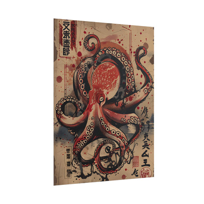 Stylized Octopus in Ukiyo-E Style: Japanese Artwork - Poster