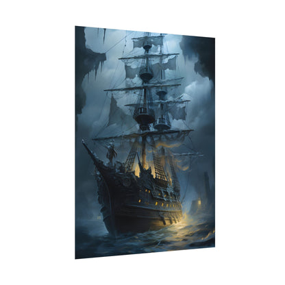Ghost Pirate Sails: Mysterious Ocean Artwork - Poster