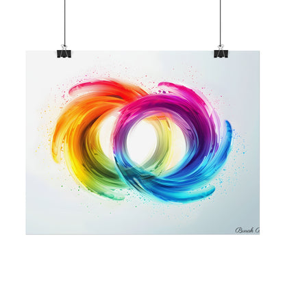 Swirling Colors: Gradient Artwork with Red, Blue, and Yellow Circles - Poster