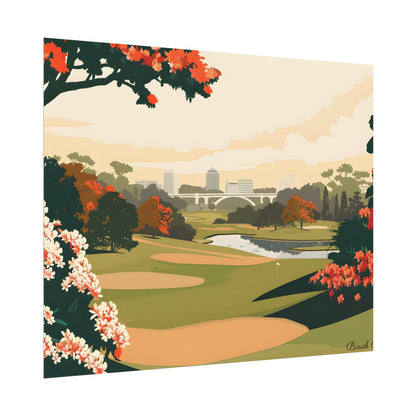 Retro Golf Illustration: Classic Course Art - Poster