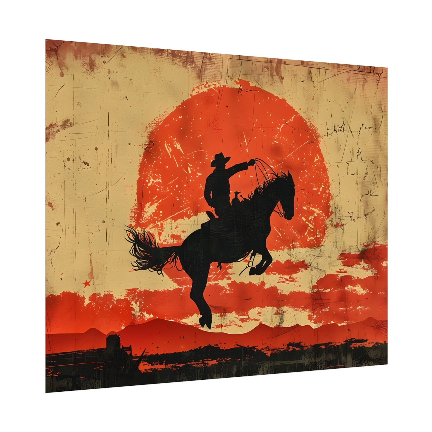 Vintage Rodeo Cowboy: Classic Bucking Bronco Art - Poster