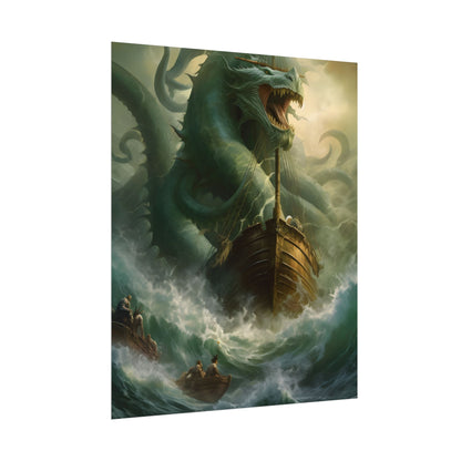 Ancient Mythical Sea Monsters: Prehistoric Marine Creature Art - Poster