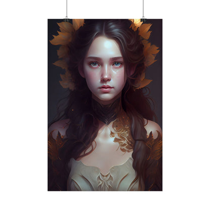 Brown Hair Female Portrait: Artistic Style Digital Art - Poster