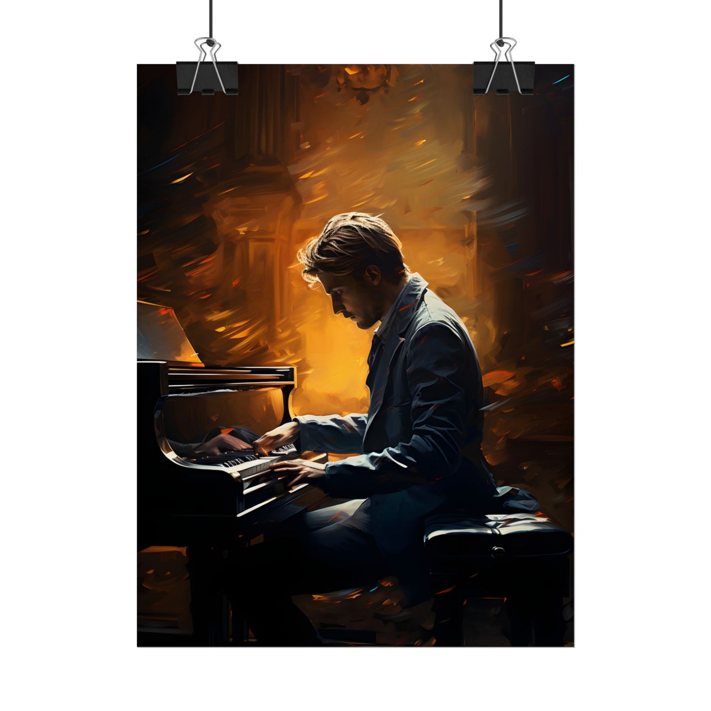Mysterious Piano Portrait: A Dramatic Musical Masterpiece - Poster