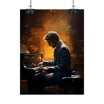 Mysterious Piano Portrait: A Dramatic Musical Masterpiece - Poster