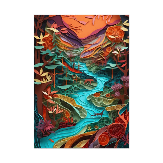 Eye-Catching Paper Quilling Canyon Landscape: Desert Dreams Artwork - Poster