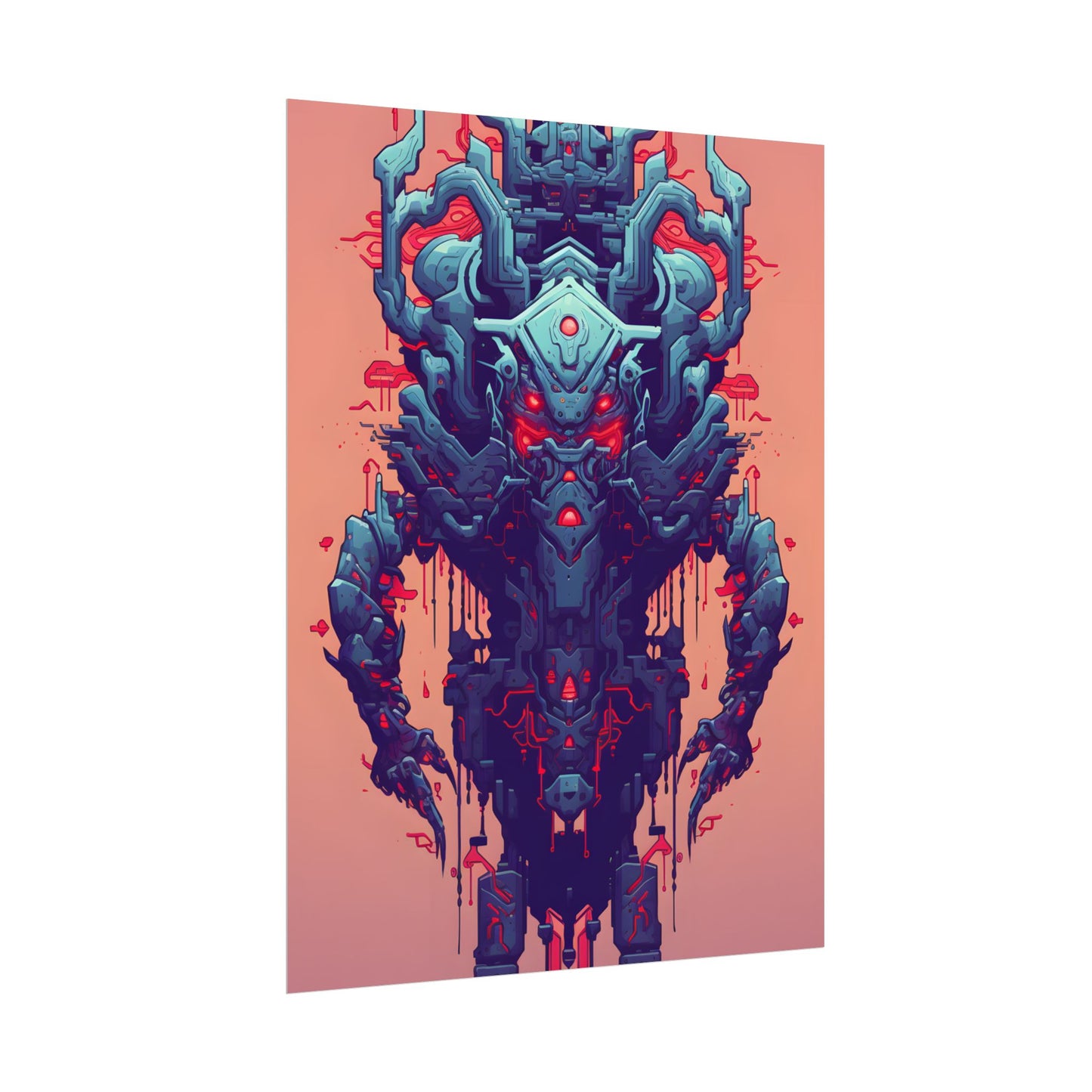 Neon Pixel Pets: Cyberpunk Synthwave Digital Art - Poster