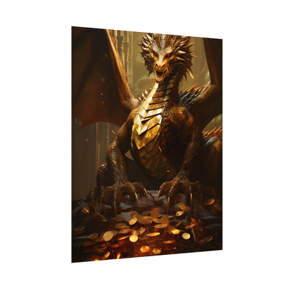 Majestic Dragon Guardian: Fantasy Artwork in a Magical Lair - Poster