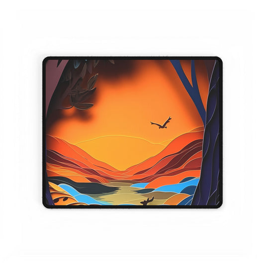 Vibrant African Landscape: Colorful Paper Quilling Artwork - Desk Mat
