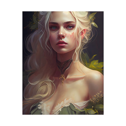 Detailed Blonde Female Portrait: Red Top Artwork - Poster